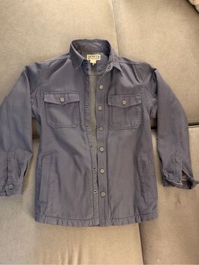 Duluth Trading Co Men’s Small Navy Cotton Lined Snap Shirt Jacket Workwear